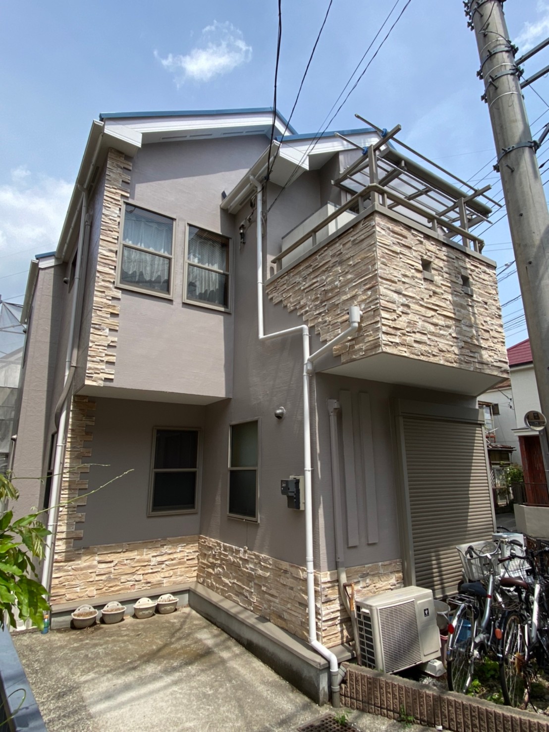 横浜市港北区F様邸|外壁塗装|施工後|モルタル|外観|グレー2